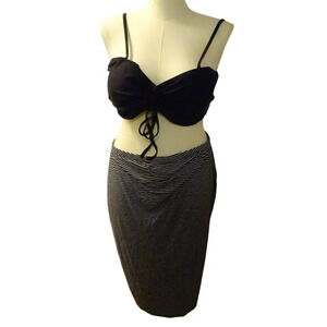 Forever 21 Bikini Top 3X Black Bandeau‎ Removable Cups Plus Size